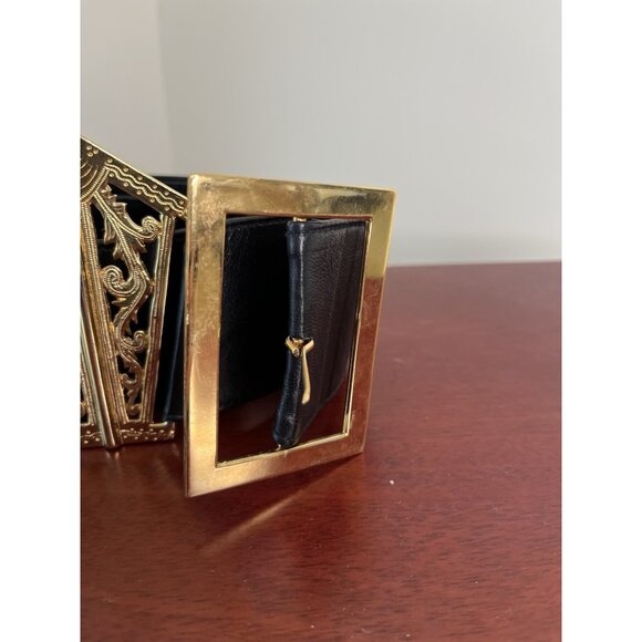 Vintage Gatefold Chanel 1980s Black Leather 24k Gold-Plated Filigree Belt main image 15
